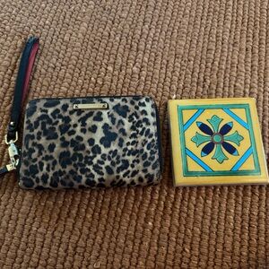 Stella and Dot leopard print wristlet with gold details